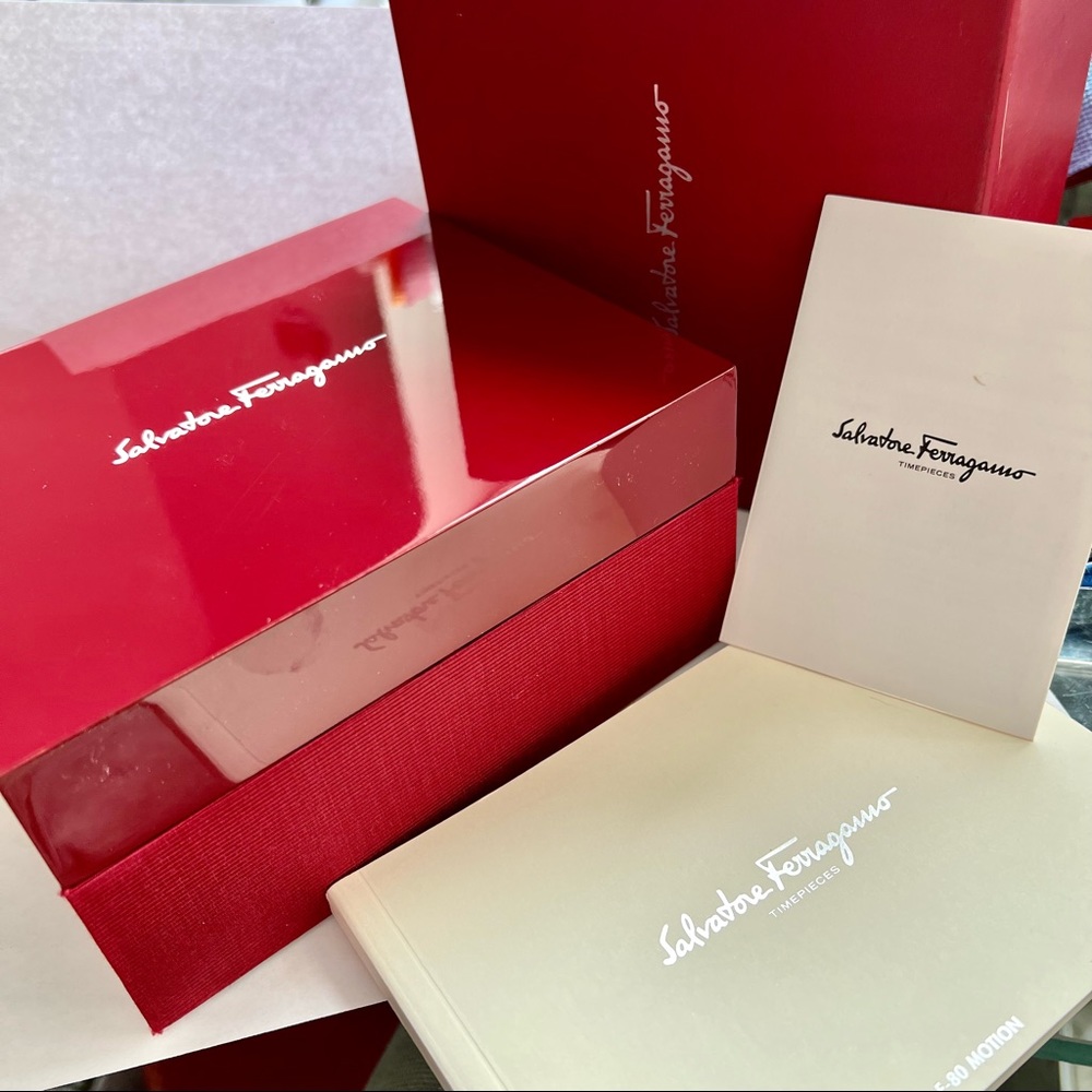 SALVATORE FERRAGAMO Watch Box + Outer Box + Tag + Booklet + Certificate + Pouch